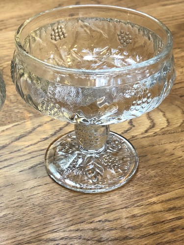 Two Glass Sherbets From France With A Berry Design 4 In By 3.5 In - Picture 9 of 23