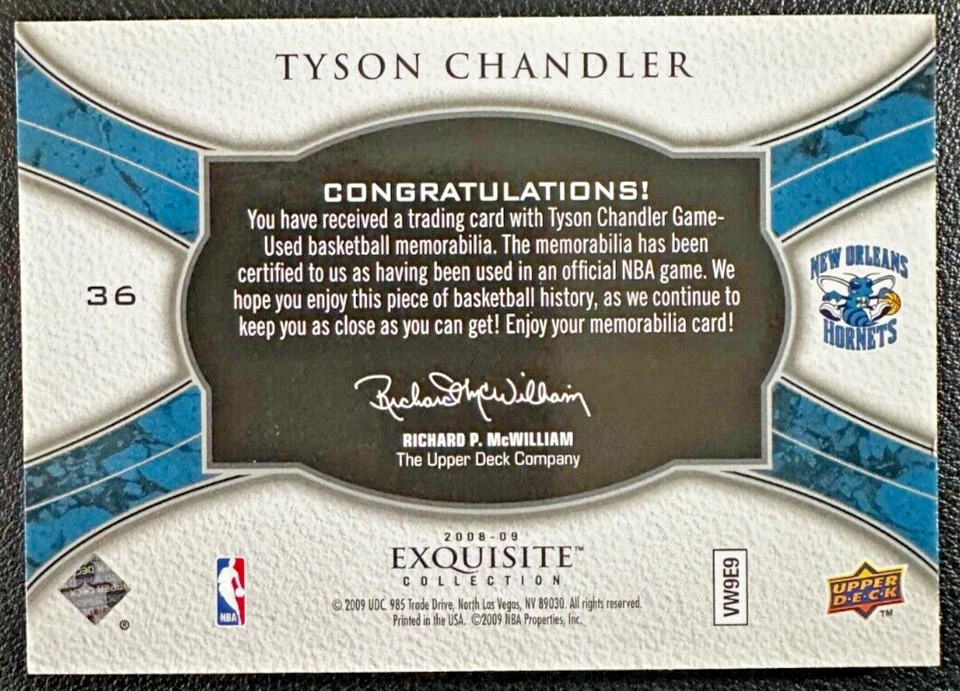 Футболка б/у TYSON CHANDLER 2008-09 UD изысканная коллекция 15/35 - Изображение 2 из 2