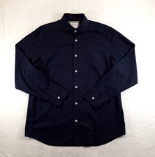 Charles Tyrwhitt Shirt Mens Large Navy Blue Dots Smart Career