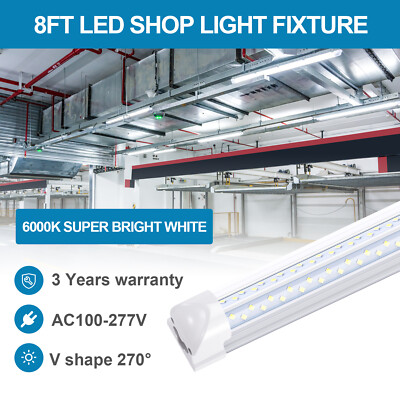 2FT-8FT T8 Linkable LED Shop Light Fixture 6000K LED Tube Light Warehouse Lamp