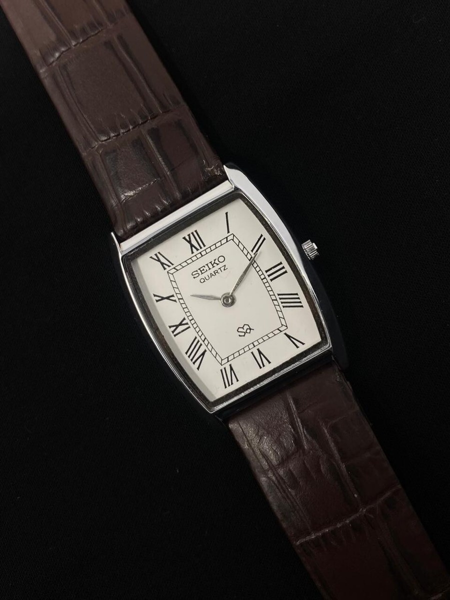 Vintage White Dial Seiko Slim Tonneau Tank Men's Watch - (FREE