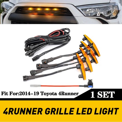 Set of 4pcs Grille Led Amber Lights Light For Toyota 4Runner TRD Pro 2014-2021 - Picture 3 of 12