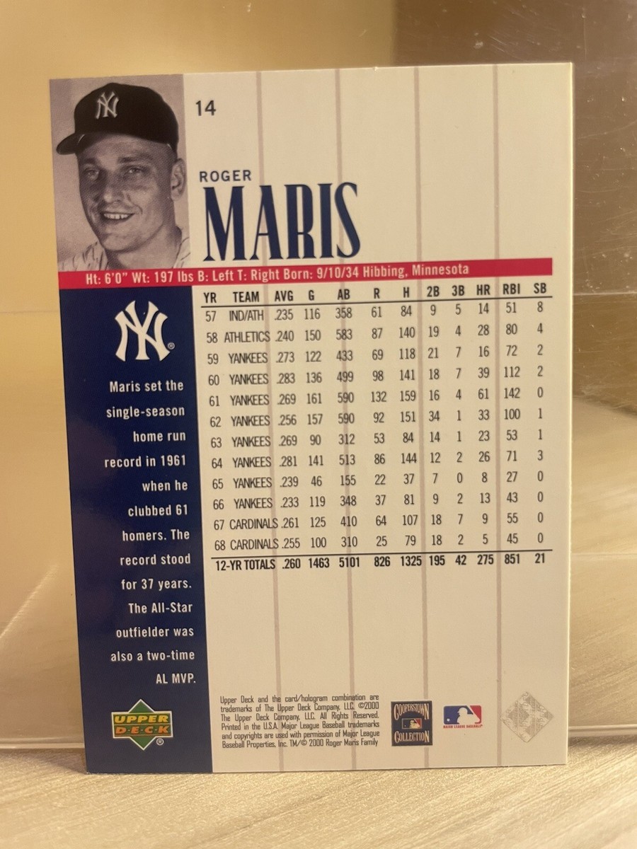 2000 Upper Deck Yankees Legends #14 Roger Maris | eBay