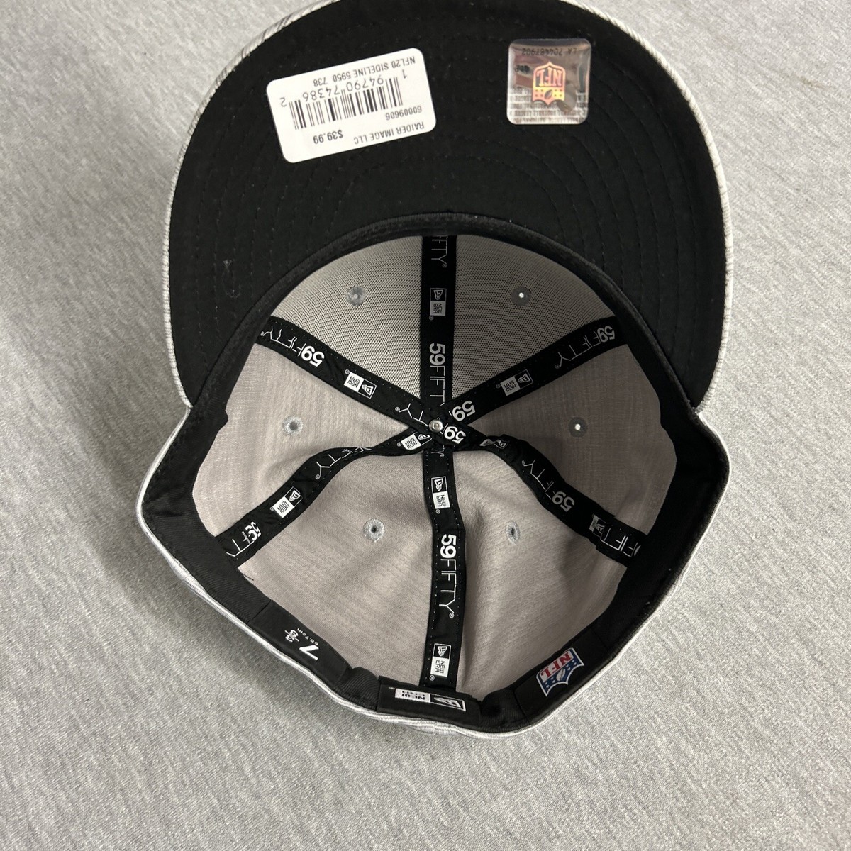Las Vegas Raiders Cap New Era 59Fifty Fitted Hat NFL Heather Gray