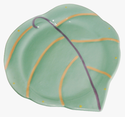 Julie Sanders Cyclamen Set of 3 Studio Art Pottery Green Leaf 