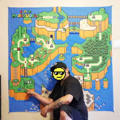 Super Mario World map tapestry SNES banner wall flag retro game room gift  