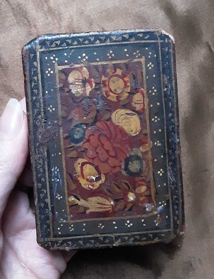 RARE HAND PAINTED FRENCH 18TH CENTURY MINIATURE WOOD BOX