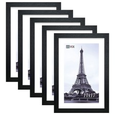 VCK Poster Frames 11x17 Black Set of 5,Solid Wood Picture Frames for Wall Mou...