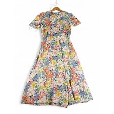 Talbots Floral Silk Maxi Dress Short Sleeve Size 6