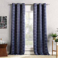 Saki Shibori Print Blackout Grommet Curtain Panel, 40" X 63", Navy Blue