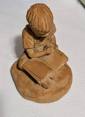 Terracotta Statue of Boy Reading Museum Pieces Inc 1977 6x4.5