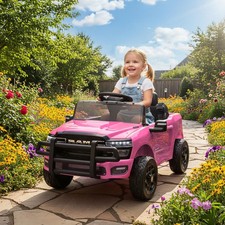 12V Licensed Dodge RAM 3500 Kids Ride on Car with Dual Motors, Pink