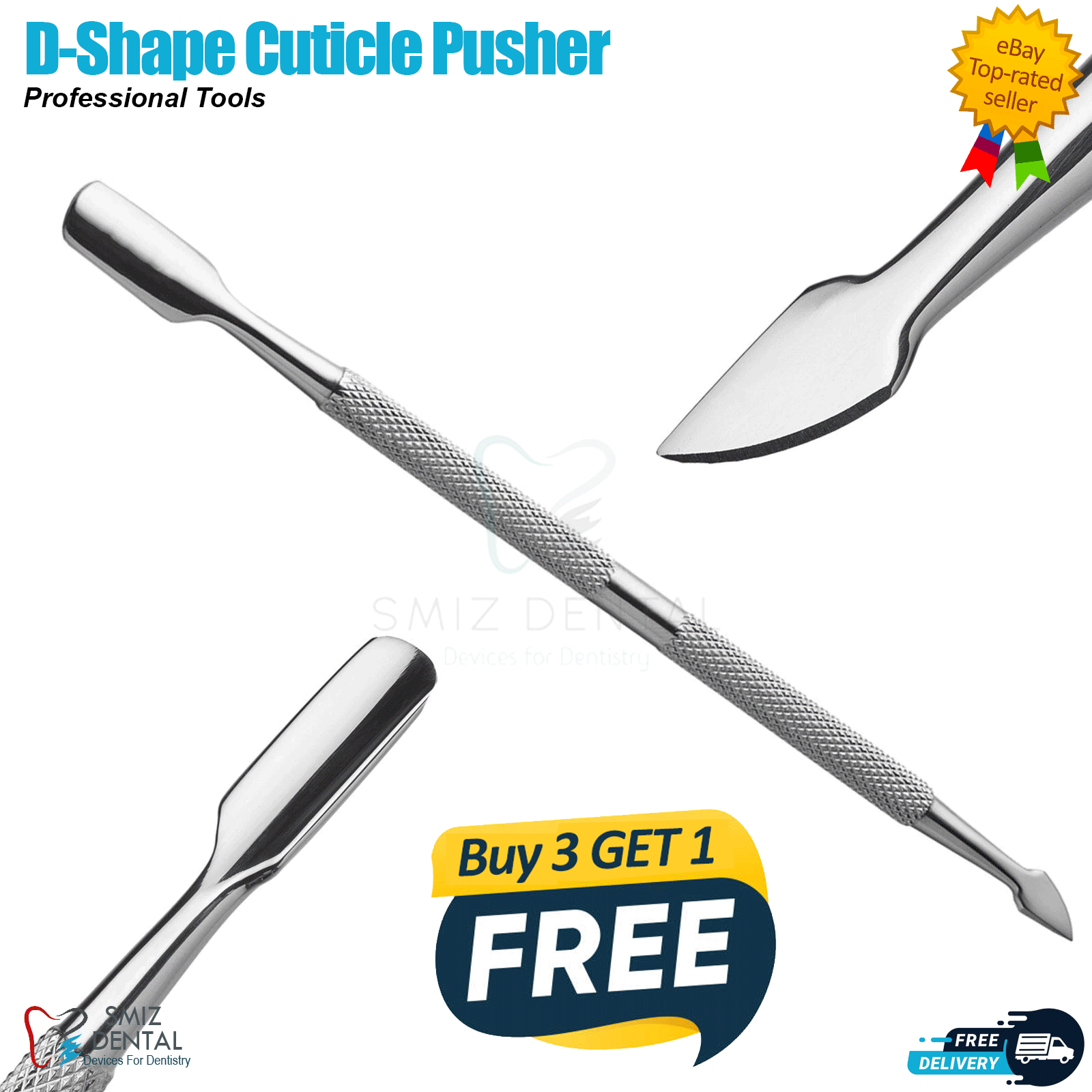 Stainless Steel Metal Nail Cuticle Pusher Scraper Polish Gel Remover Manicure