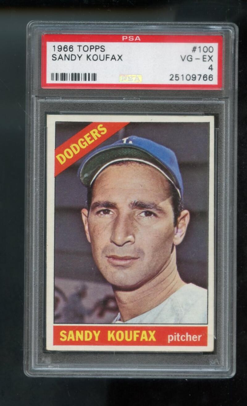 1966 Topps #100 Sandy Koufax PSA 4 Graded Baseball Card MLB Los Angeles Dodgers