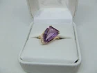14k yellow gold amethyst & diamond ring size 6