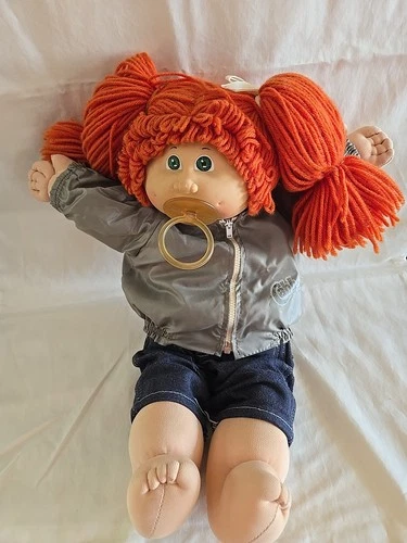 Vtg 1982 cabbage patch Pacifier Red Pigtail blue eye head mold 4 Jean Top Jacket