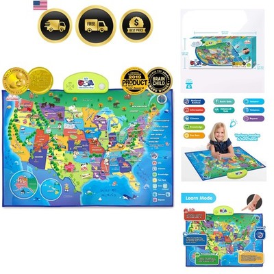 Interactive Kids Map USA Map Educational Toy Geography Learning Fun Facts