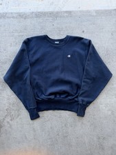 Champion Reverse Weave Heavyweight Men  s M Crewneck Navy Stitched Logo Vintage