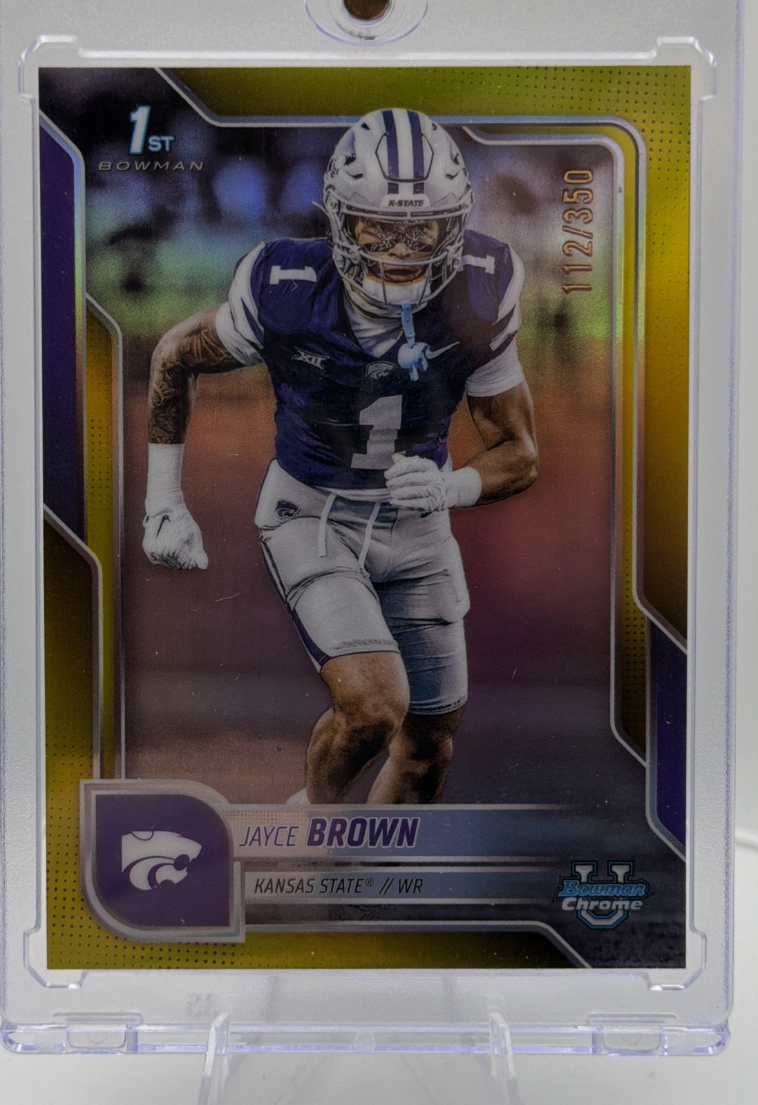 2025 Bowman University Chrome - Jayce Brown #71 Yellow Refractor /350 (RC)