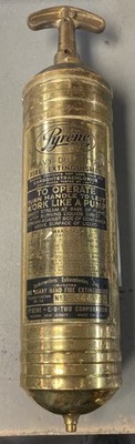 Vintage Pyrene Manufacturing Company Brass Hand Pump Fire Extinguisher