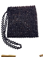 Vintage Saks Fifth Avenue Black Beaded Shoulder Bag Evening Purse Zipper WB