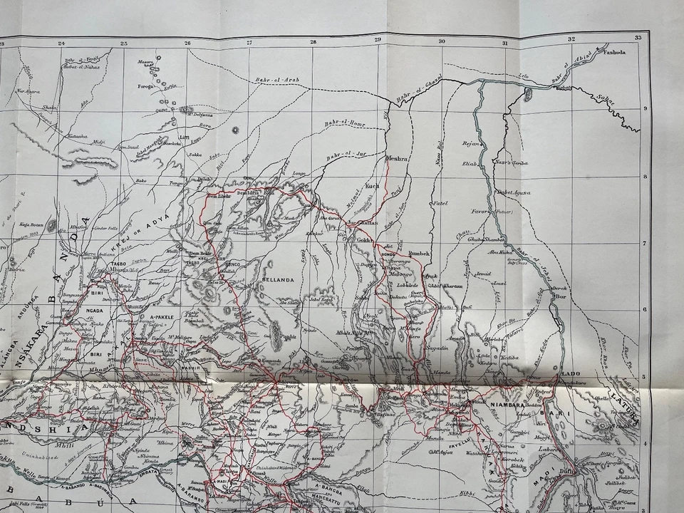 Antique map of Journeys of Dr W Junker between Upper Nile and Congo 1887 - Image 3 of 4