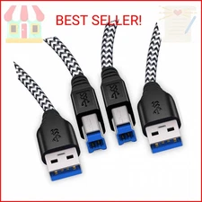 Besgoods 6Ft USB 3.0 Cable, 2Pack - USB A Male to Type B Superspeed Braided Cord