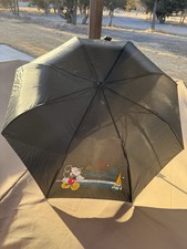 Disney Parks Mickey Mouse Automatic Black Umbrella With Wrist Strap
