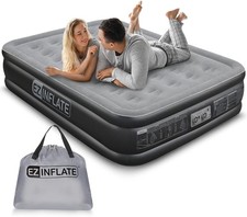 EZ INFLATE Adjustable Blow Up Air Mattress With Dual Pump, Queen - Gray/Black