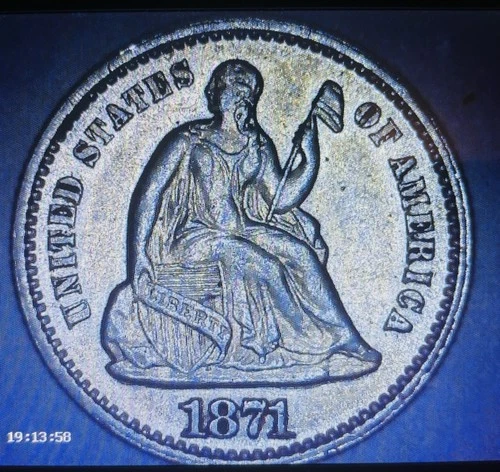 1871 Seated Liberty Half Dime BU/AU Cleaned