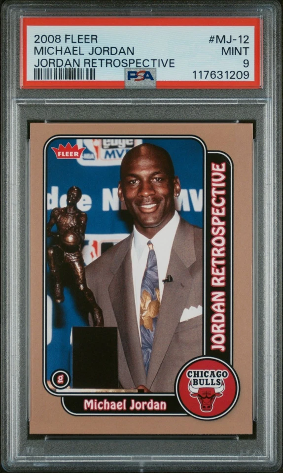 2008 FLEER MICHAEL JORDAN RETROSPECTIVE #MJ-12 PSA 9 MINT CHICAGO BULLS CARD - Image 2 of 3