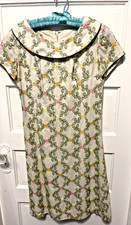 Vintage Leslie Faye Dress Floral Embroidery Belted Cottage Granny Core Small