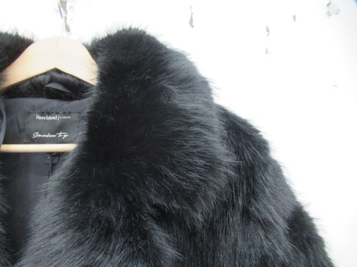 River Island Faux Fur Jacket Large Black Womenswear Cropped Collared - Preloved - Bild 11 von 24