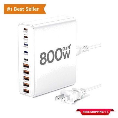 800W 10-Port USB C Charging Station - GaN Fast Charger for Multiple Devices