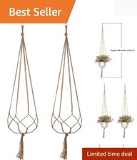 2 Pack 48 Inch Natural Jute Macrame Plant Hangers – Classic Indoor/Outdoor Decor