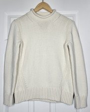 J Crew Always Ivory Roll Neck Oarsman Fisherman Knit Sweater Women S Cotton Cozy