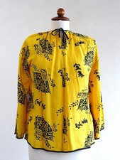 Asiatische Bluse Chinesin Kostüm China Gelb Schwarz Fasching Karneval Oberteil
