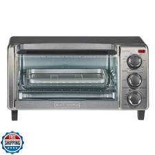 BLACK+DECKER 4-Slice Convection Oven, Stainless Steel, Curved Interior Fits a