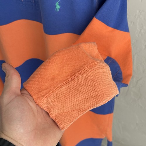 Vintage Polo Ralph Lauren Kanye Orange Royal Blue Striped Rugby Shirt Mens by Ralph Lauren, $89 - Photo 9