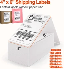 1000 labels 4x6 Fanfold Direct Thermal Shipping Labels Perforated Zebra & Rollo