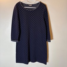 Talbots Petite Navy Blue Polka Dot Knit Shift Dress Size MP