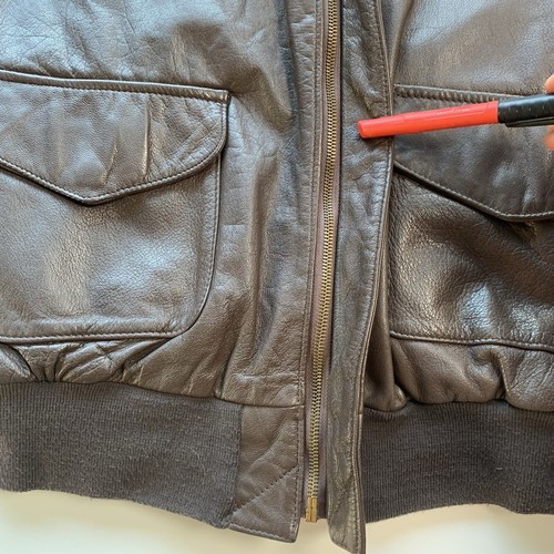 Vintage Cooper Jacke Herren 46 L Braun Typ A2 Flieger Bomber Ziegenleder Militär Mantel - Bild 5 von 18
