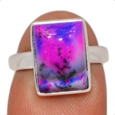 Treated Purple Dendritic Opal 925 Sterling Silver Ring Jewelry s.6 CR69285