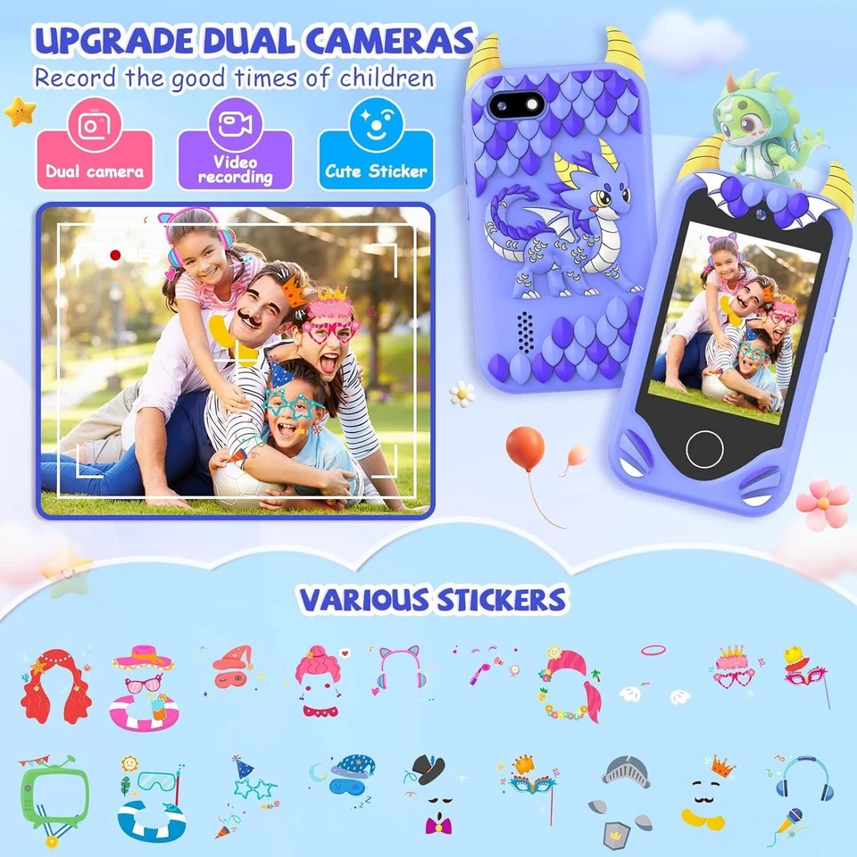 Kids Cell Phone Toy with Touchscreen, Dual Cameras, Learning, Music Player, Game - Image 4 of 4