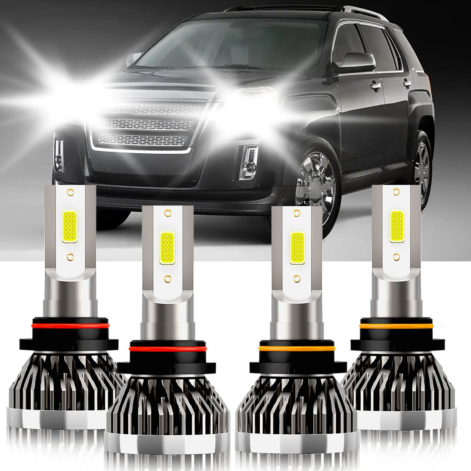 For GMC Envoy 2002-2009 4PCS Combo LED Headlight High Low Beam Bulbs Kit 6000K