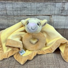 Disney Baby 13" The Lion King Simba Lovey Security Blanket Plush w Ring Rattle