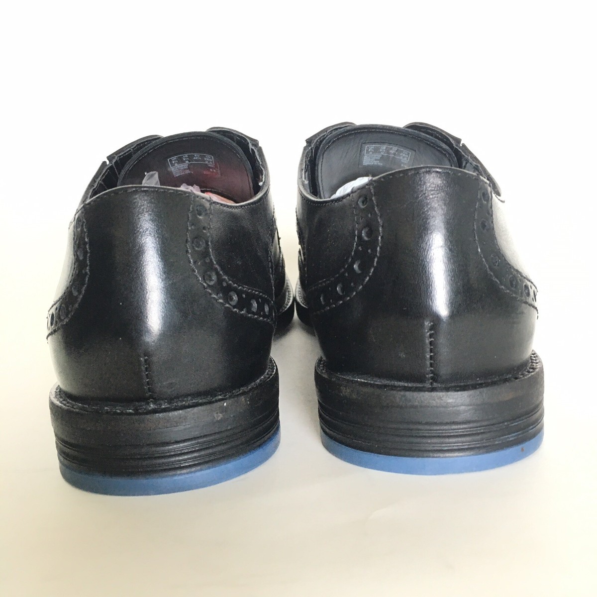 Clarks Tor England Mens Black Leather Wingtip Brogue Oxford Shoes Blue Trim 9.5 Wingtip Brogue Oxford- Navy | Lethato main image 4