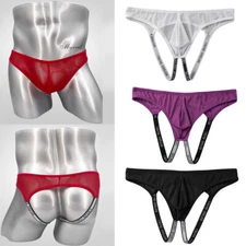 Mens Briefs Jock Strap Mesh Breathable Underwear Backless Pouch Jockstrap Thong