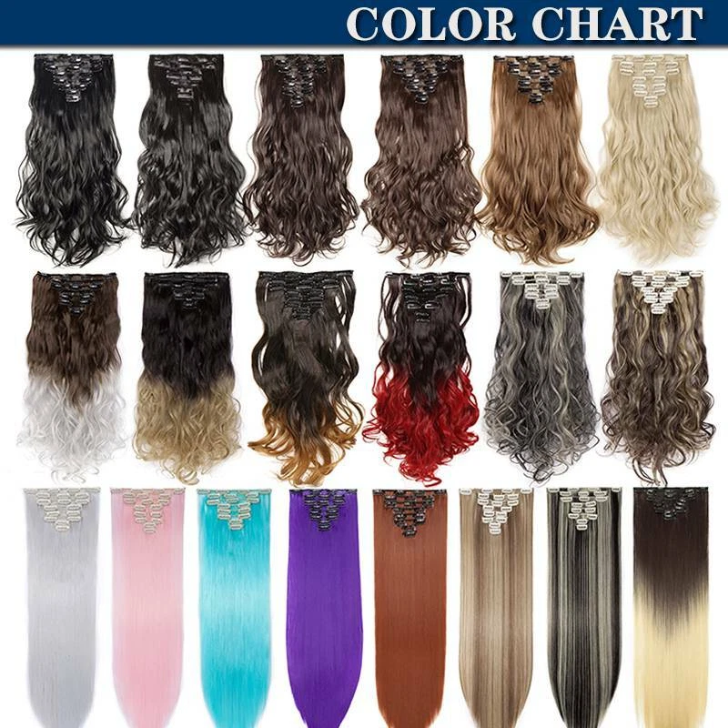 Extensiones de cabello con clip de 8 piezas cabello de cabeza completa grueso real 100 % natural como humano Foto 2 de 4