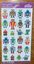 Sticko Mini Colorful Robots Boys Toys Miniature Kid Card Scrapbook Stickers 24pc